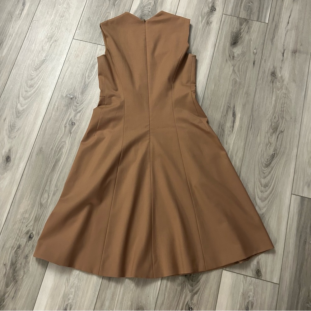 MM Lafleur Women’s Fit & Flare Dress Camel Brown Size 0 Pockets Lined Career - Picture 2 of 11
